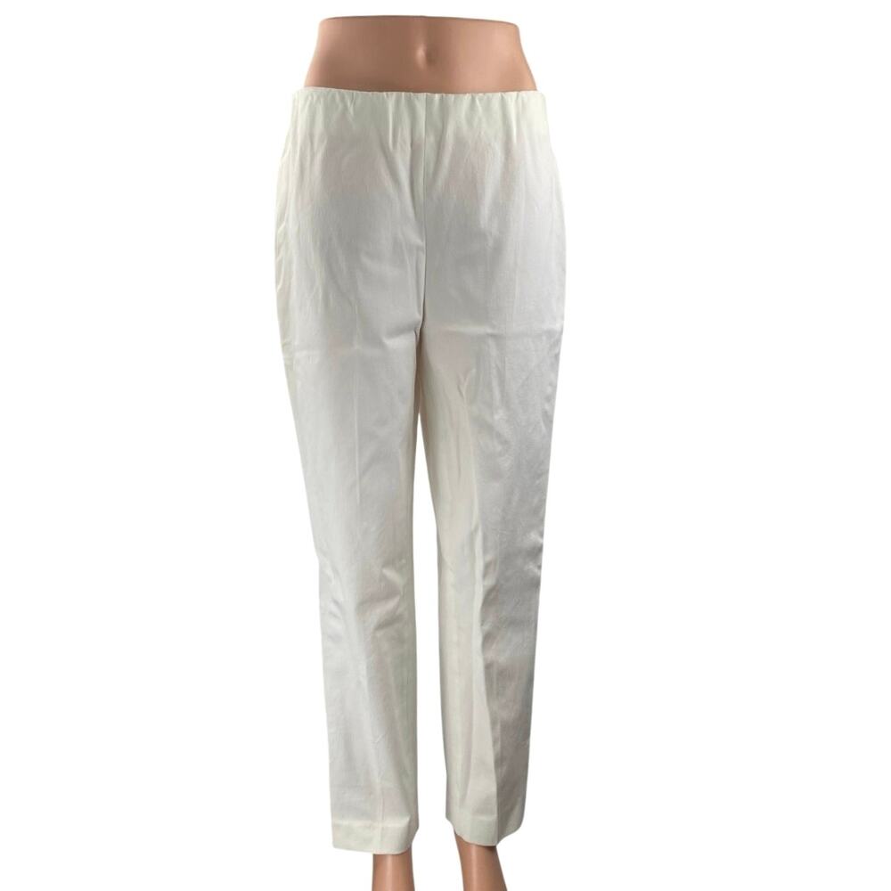 NEW Pearl by Lela Rose Susie White High Waisted Straight Trousers Dress Pants 10
